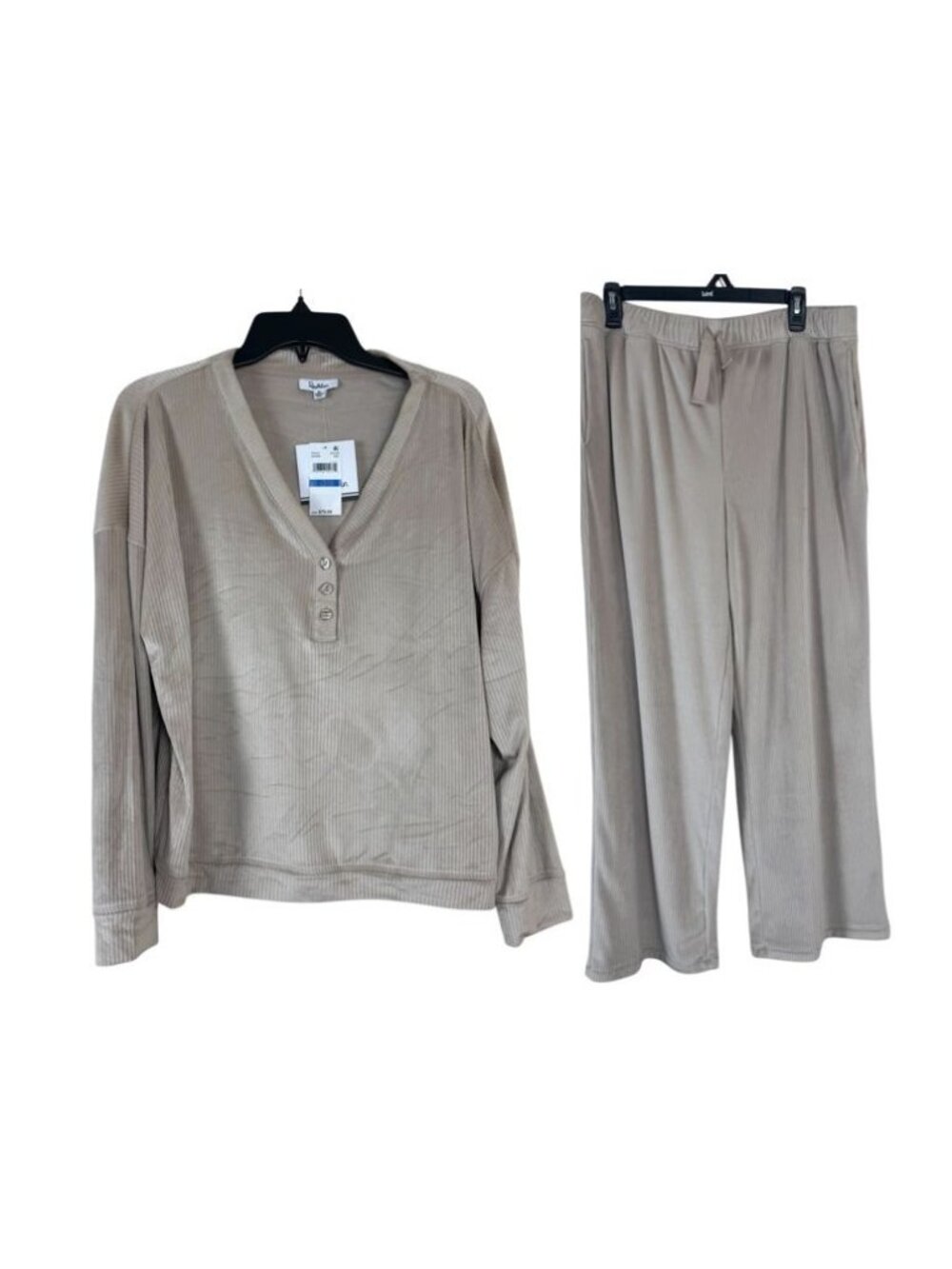 Roudelain 2 Piece Loungewear Set Beige Women's XL Sleepwear PJ Pajama New & Used